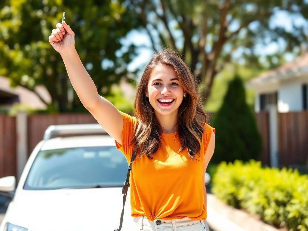Happy driver with keys