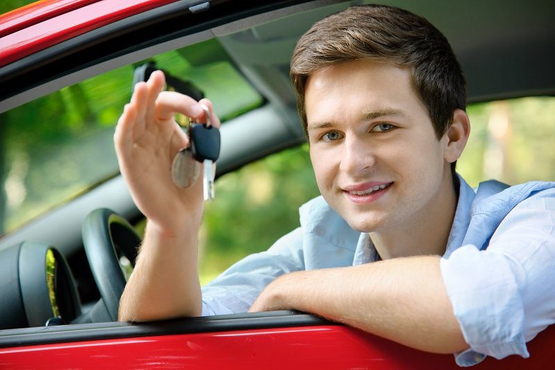 Learner driver in car
