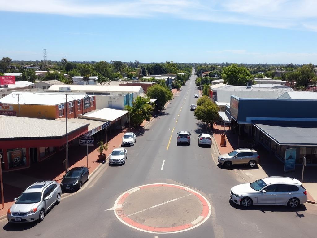 Aerial view of road near Woodford